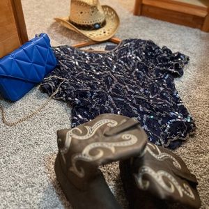 Laurence Kazar vintage beaded sequin top